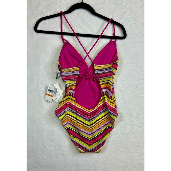 Becca Reversible Abigail Colorful One-Piece Swimsuit L66255 Size Small - Picture 9 of 10
